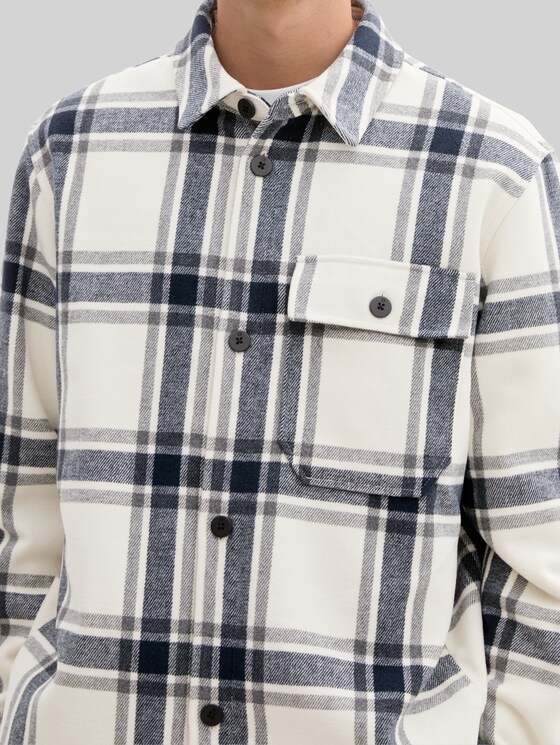 TOM TAILOR Herren Karo-Overshirt – Gestepptes Innenfutter, Flanellstoff, Regular Fit