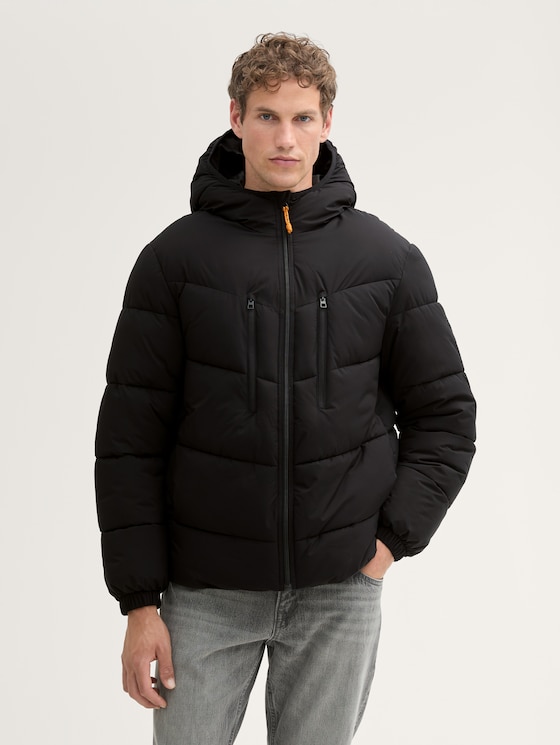 Pufferjacke mit Kapuze von Denim Male, Black
