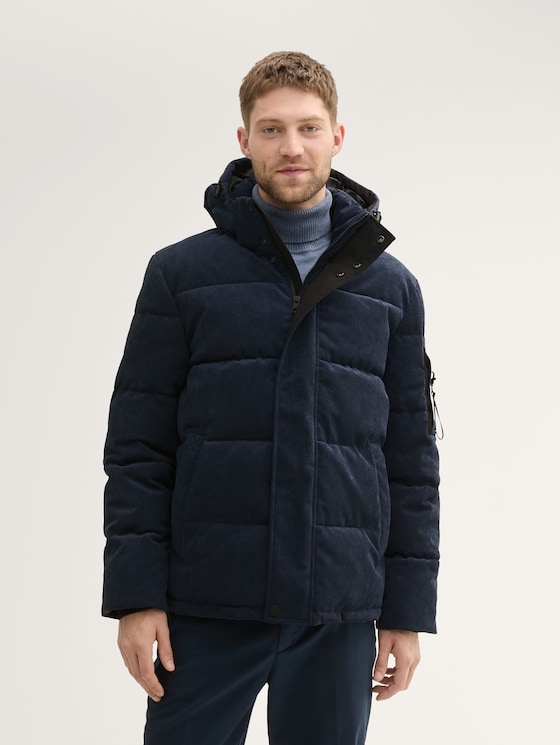 Cord puffer jacket with a hood by Tom Tailor