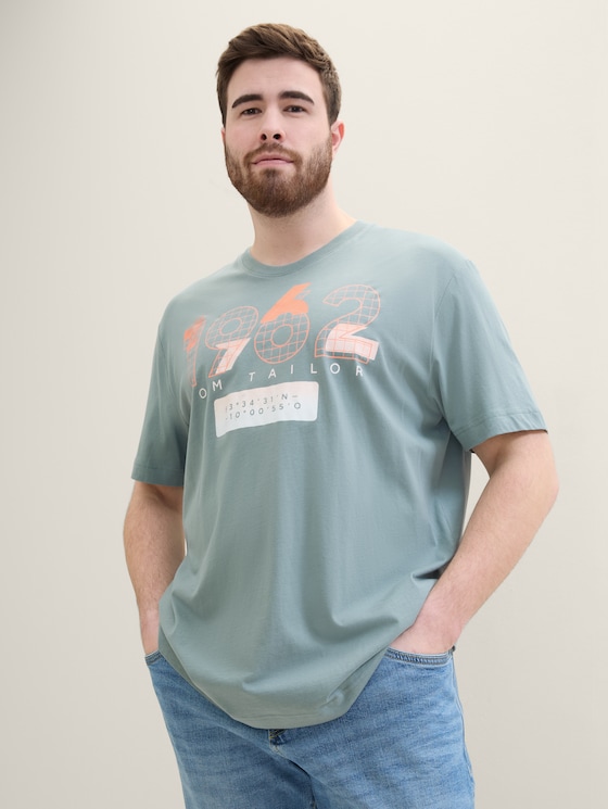 Plus Size - T-Shirt mit Print von Men Plus Size, grey mint