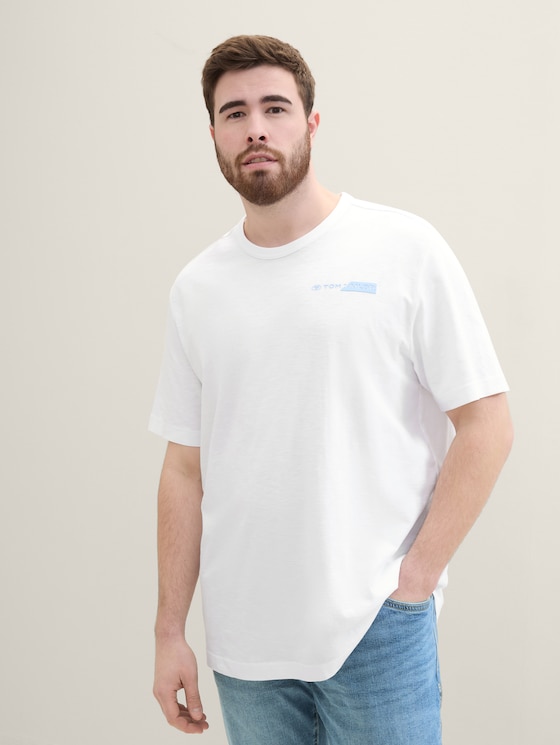 Plus - T-shirt met logoprint door Men Plus Size, White