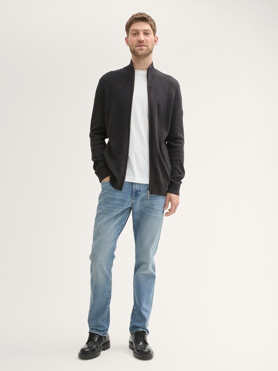 Strukturierte Strickjacke von Men, Black Grey Melange