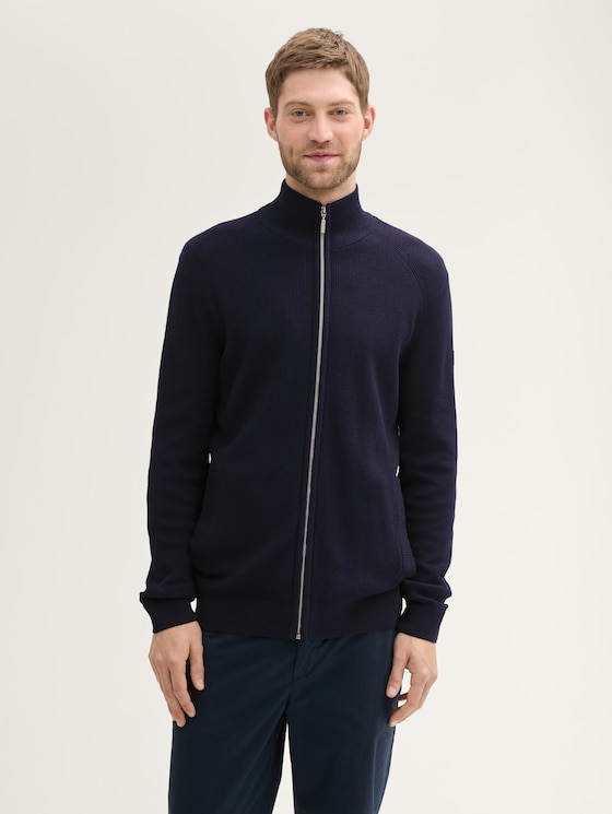 Gestructureerd vest door Men, Knitted Navy Melange