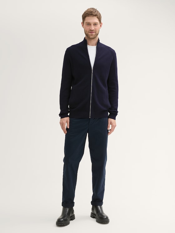 textured cardigan by Men, Knitted Navy Melange