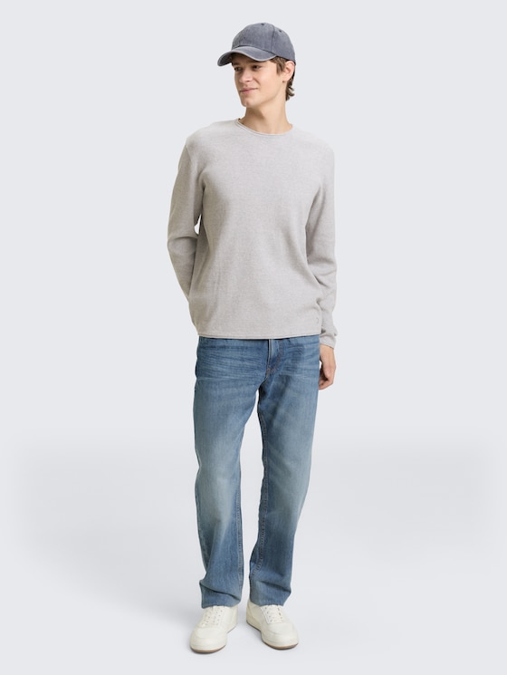 Strickpullover aus Baumwolle von Denim Male, Light Stone Grey Melange