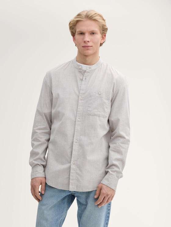 Basic Fit Hemd mit Stehkragen von Denim Male, tree green grid design