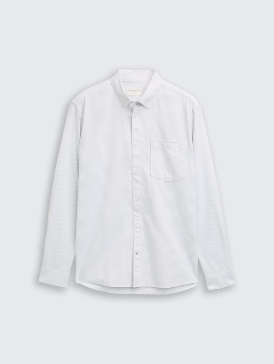 Regular fit overhemd met borstzak door Men, greyish green stripe