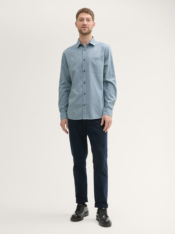 Gestructureerd overhemd met borstzak door Men, dusty mint small structure