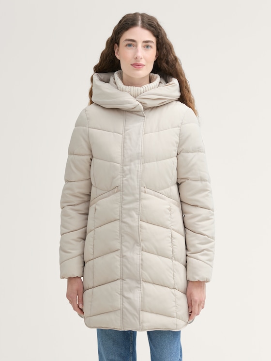 Puffermantel mit Kapuze von Women, Dusty Beige