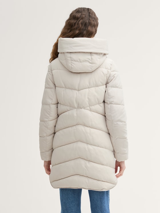 Puffer coat with a hood by Women, Dusty Beige