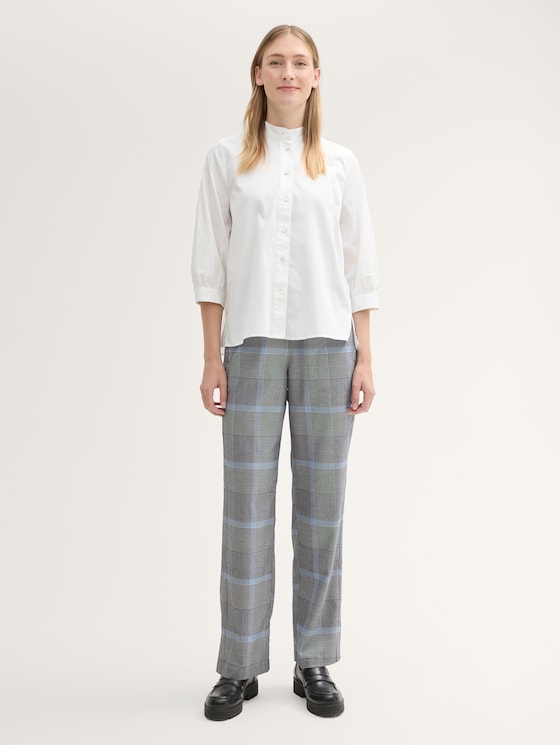 Lockere Karohose mit geradem Bein von Women, navy blue check