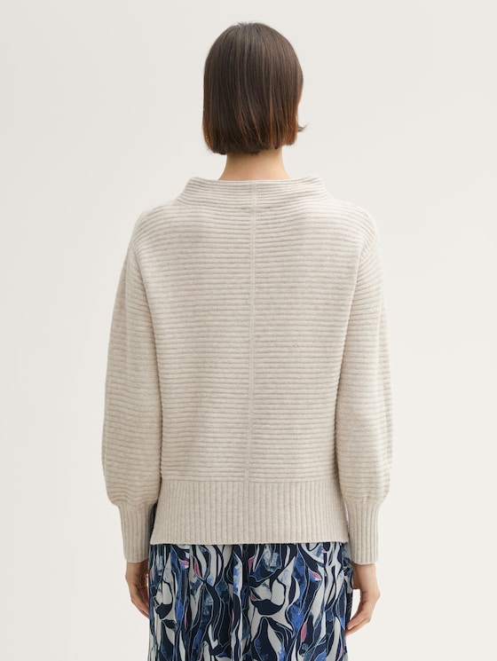 Turtleneck pullover made of knit by Women, dusty beige melange