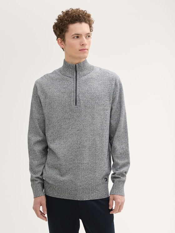 Basic Strick Troyer von Denim Male, navy white mouline