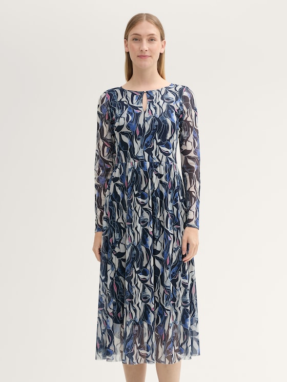 Mesh-Midikleid mit Muster von Women, organic shapes design