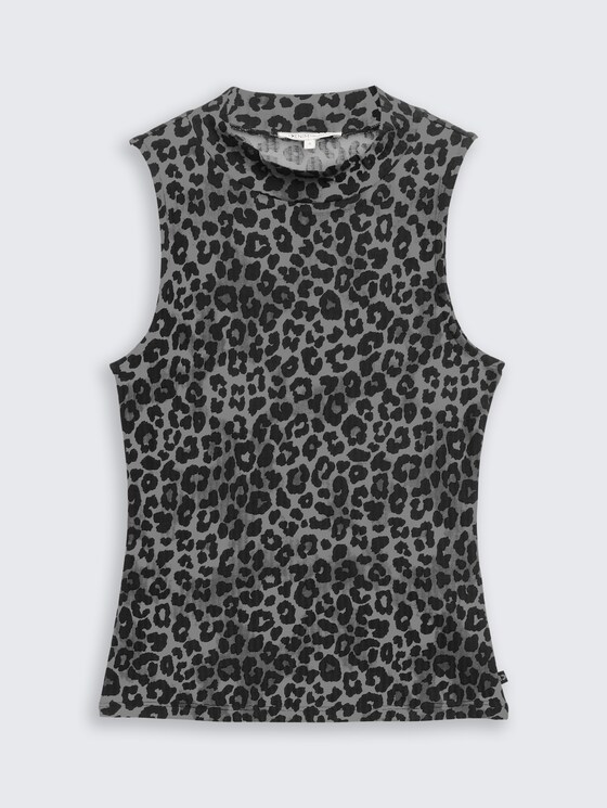 Ripp Top mit Stehkragen von Denim Female, dark grey black leo