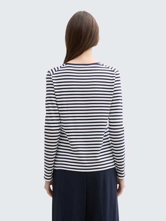 Shirt met lange mouwen en gestreept patroon door Denim Female, navy white stripe
