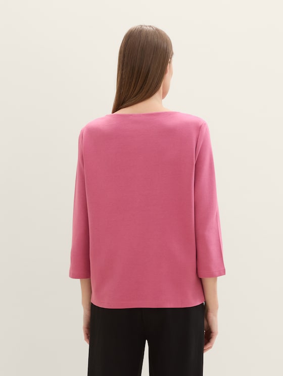 3/4-sleeved shirt with texture by Women, pink velvet