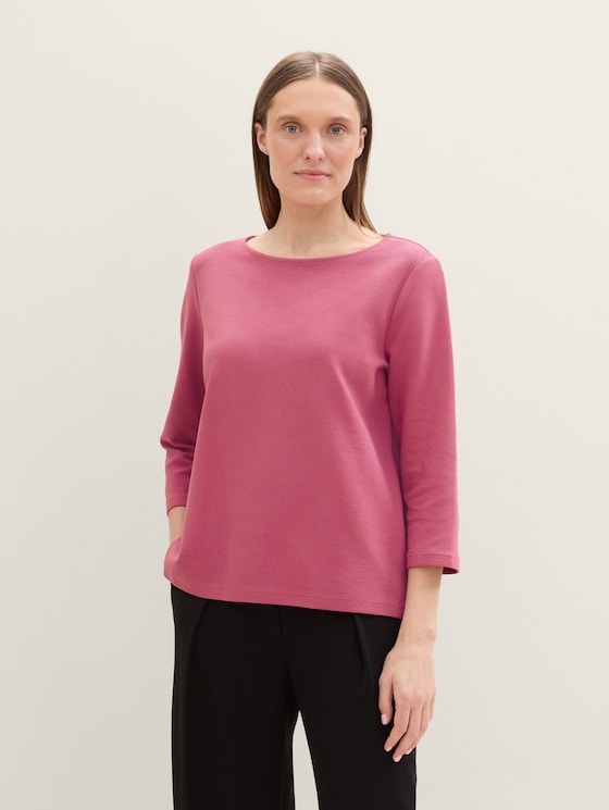 3/4-sleeved shirt with texture by Women, pink velvet