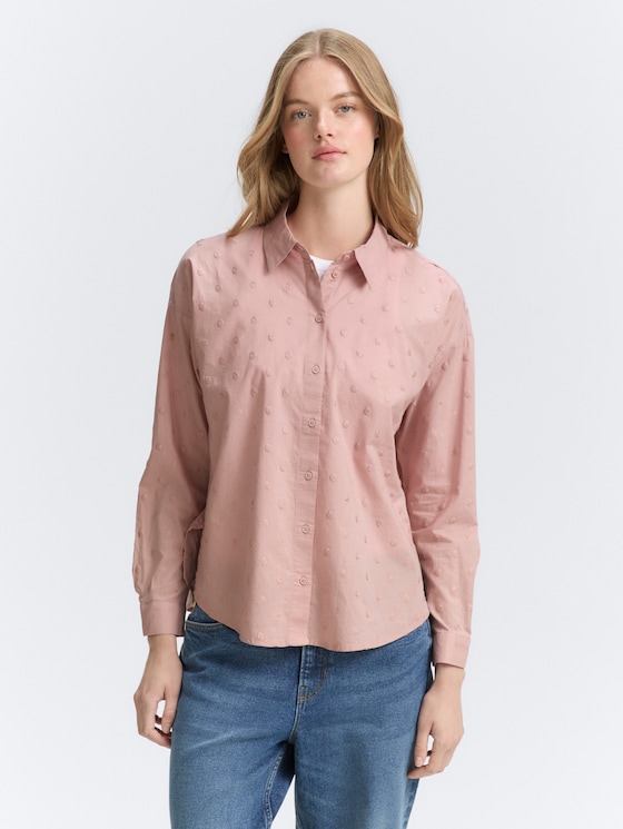 Hemdbluse mit gepunkteter Struktur von Denim Female, Antique Rose