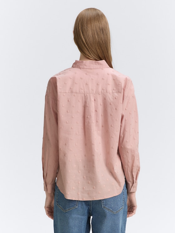 Hemdbluse mit gepunkteter Struktur von Denim Female, Antique Rose