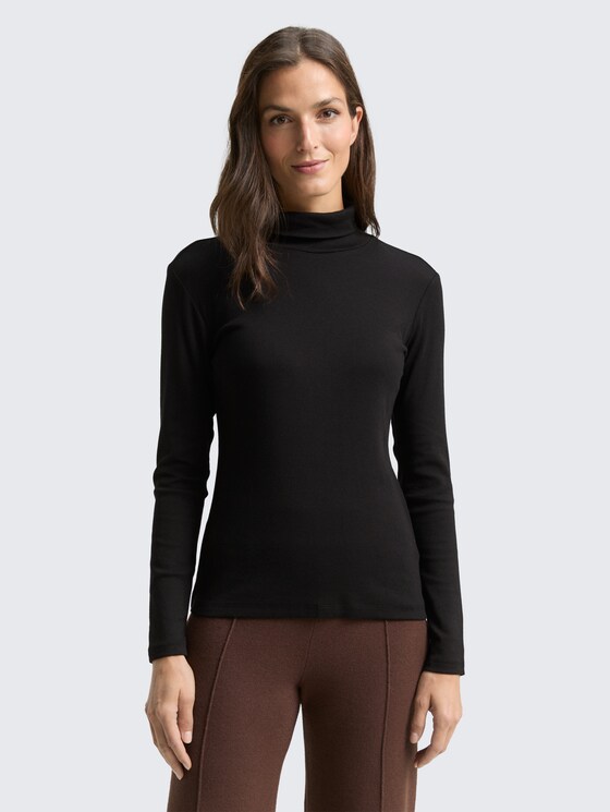 Long-sleeved shirt with turtleneck by Women, deep black