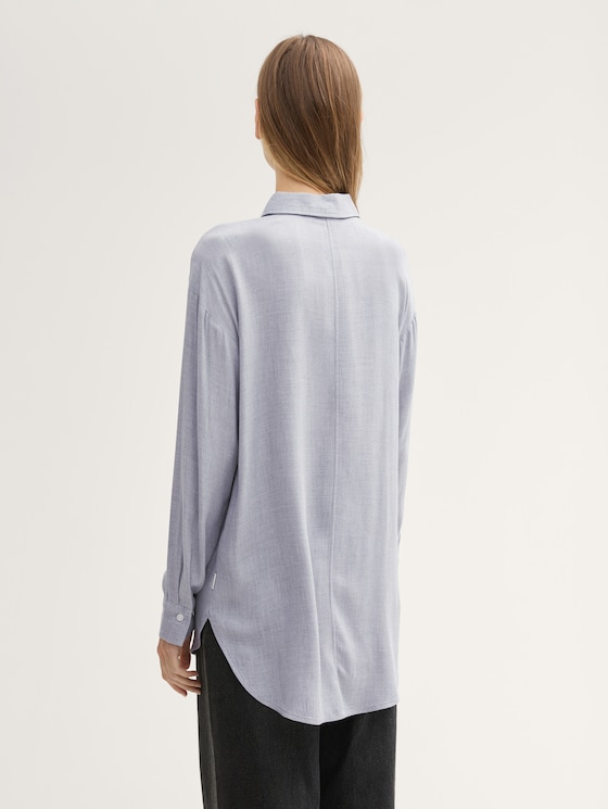 Oversize Hemdbluse aus Viskose von Denim Female, Cement Grey Mélange