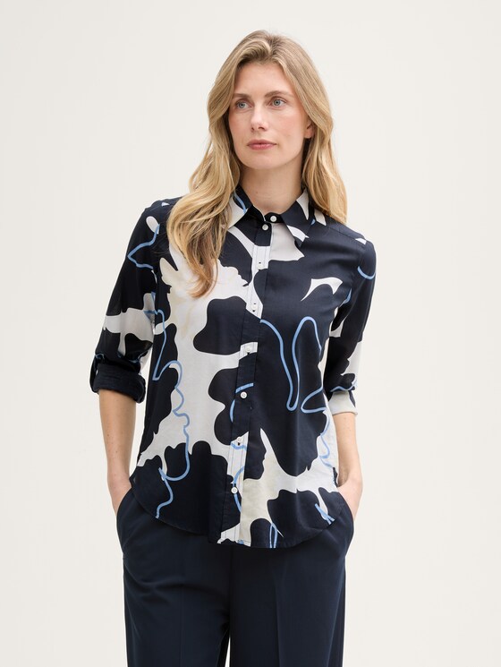 V-hals blouse door Women, big floral shapes design