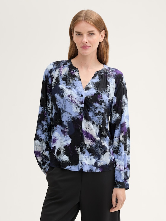 Loose-fit viscose blouse by Women, artistic watercolor design