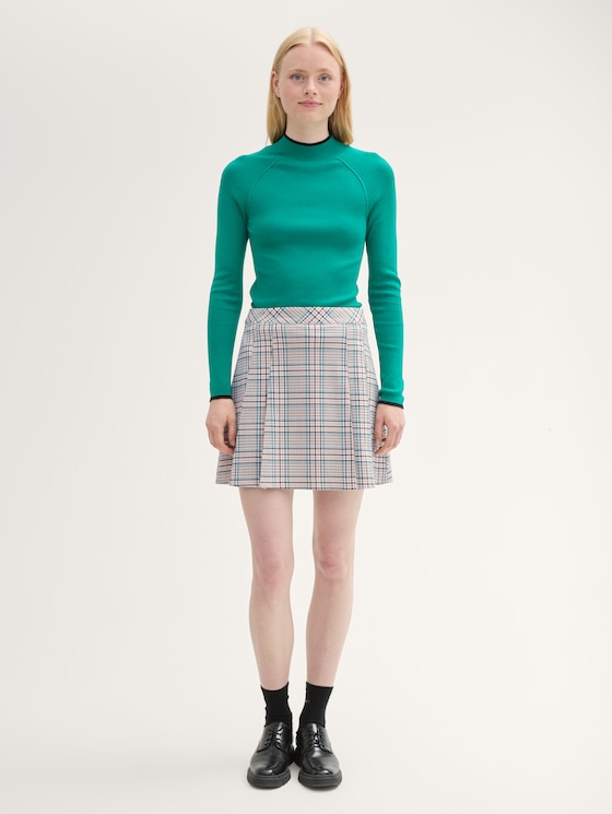 Geruite minirok door Denim Female, beige green check