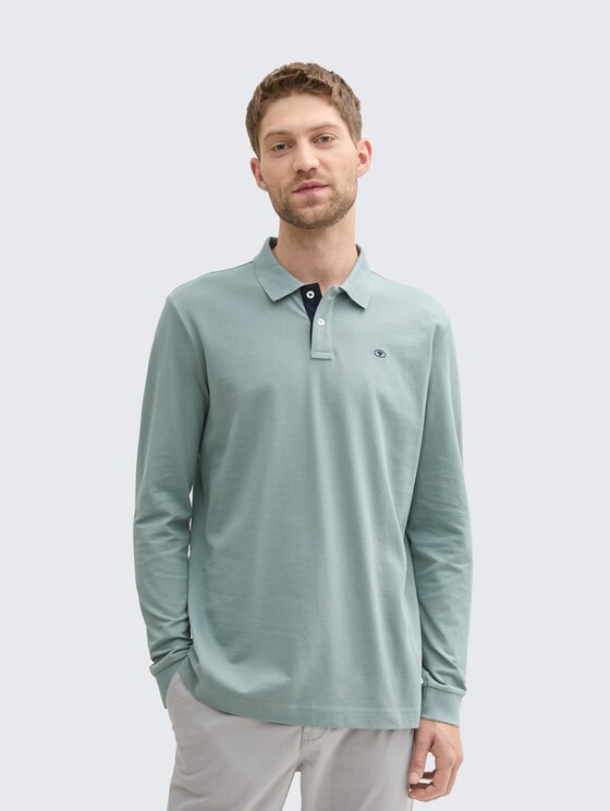 Langarm Piqué Poloshirt von Men, grey mint