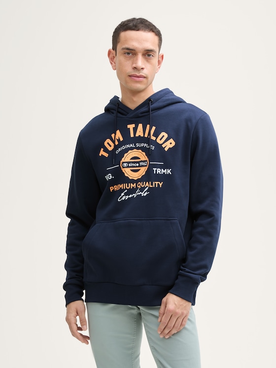 Hoodie Sweatshirt mit Logo-Print von Men, Dark Blue