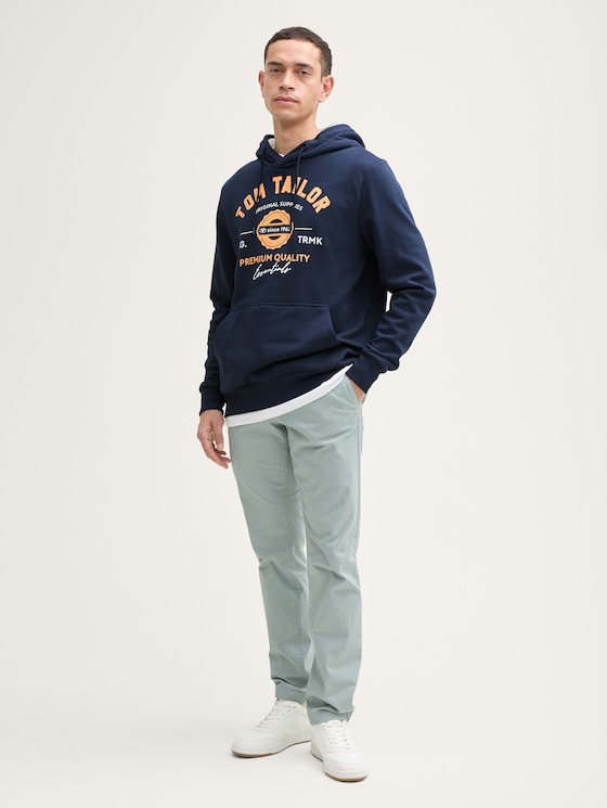 Sweat à capuche avec logo imprimé par Men, Dark Blue