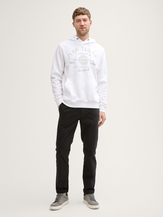 Sweat à capuche avec logo imprimé par Men, White