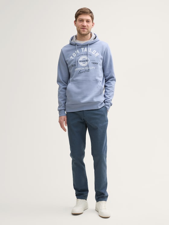 Sweat à capuche avec logo imprimé par Men, dove blue