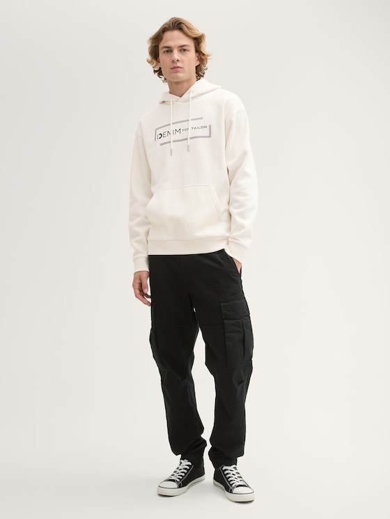Hoody with print by Denim Male, Wool White