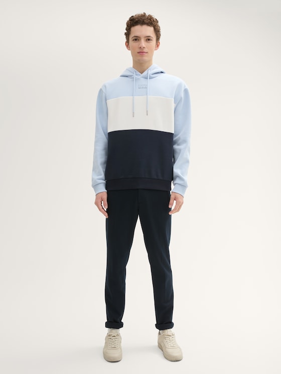 Colour block hoodie with print by Denim Male, Kentucky Blue