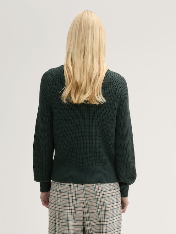 Gebreide trui met lichte ballonmouwen door Denim Female, Dark Gable Green