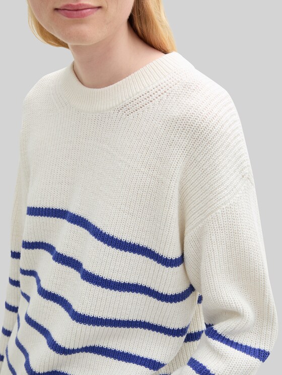 TOM TAILOR Denim Strickpullover – Gestreift, Aus Recyceltem Polyester