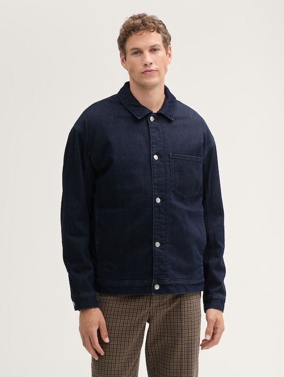 Jeansjacke mit Teddyfutter von Denim Male, Clean Rinsed Blue Denim