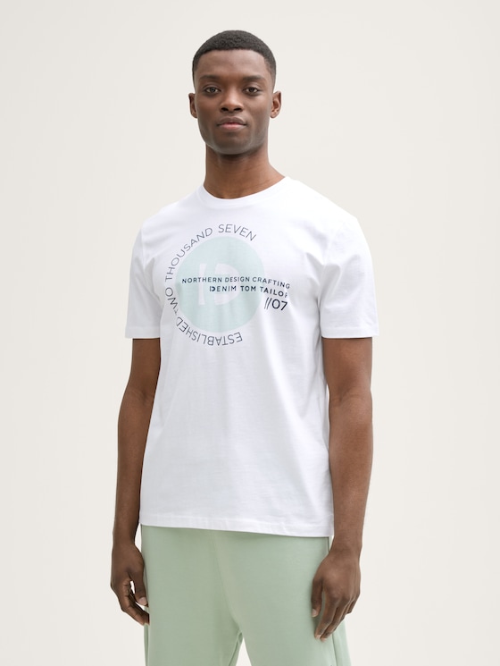 Basic T-Shirt mit Logo-Print von Denim Male, Knit White