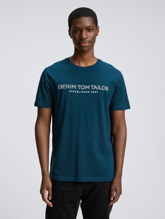 Basic T-shirt with logo print by Denim Male, Tropical Lagoon
