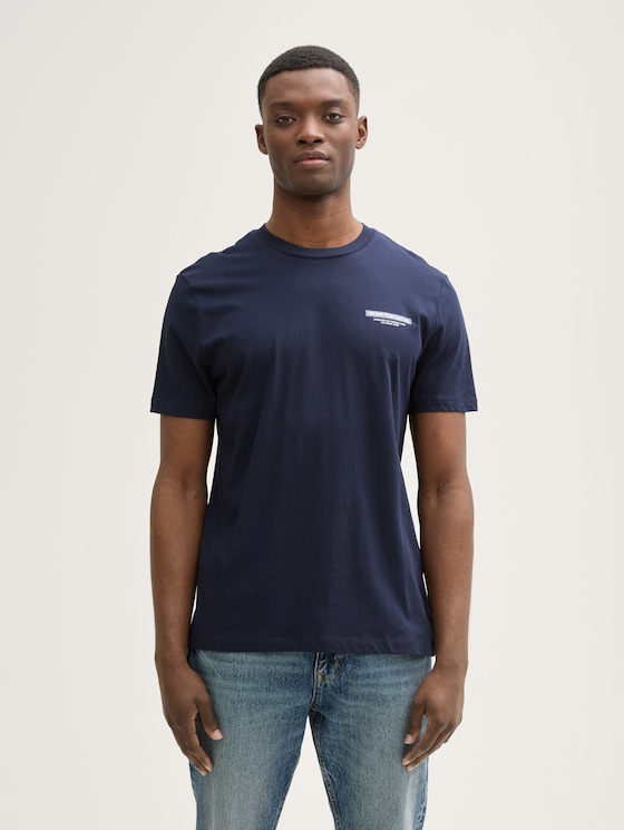 Basic T-Shirt mit Logo-Print von Denim Male, nautical navy