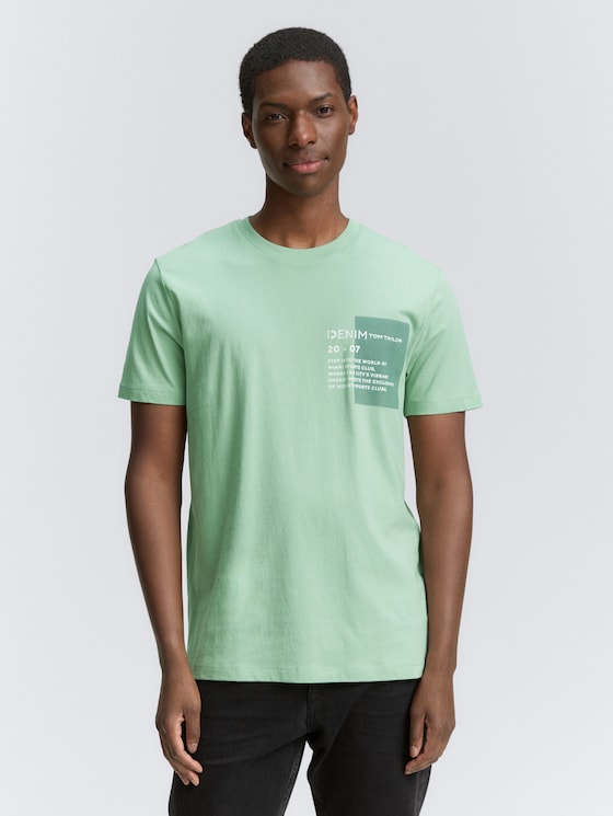 Basic T-shirt met logoprint door Denim Male, paradise mint