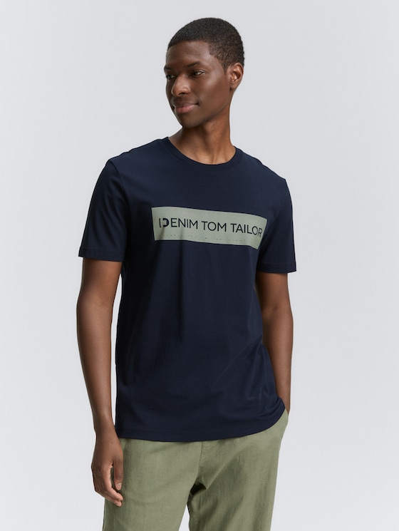 Basic T-Shirt mit Logo-Print von Denim Male, pure nvay