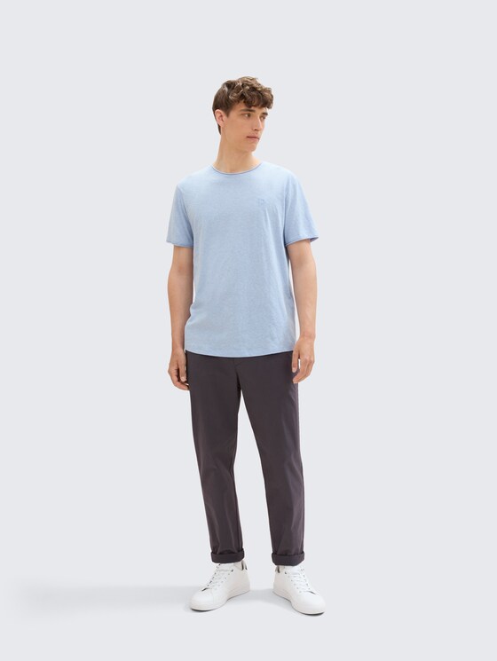 T-shirt in melange look by Denim Male, Brunnera Blue
