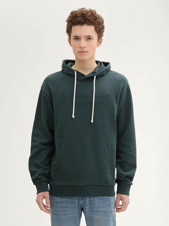 Hoodie met geborduurd logo door Denim Male, Dark Gable Green