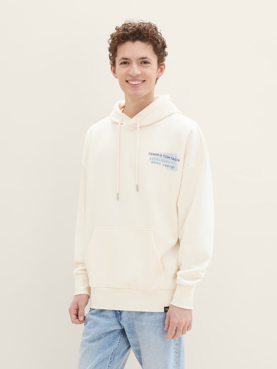 Oversize Hoodie Sweatshirt mit Rückenprint von Denim Male, Gardenia White