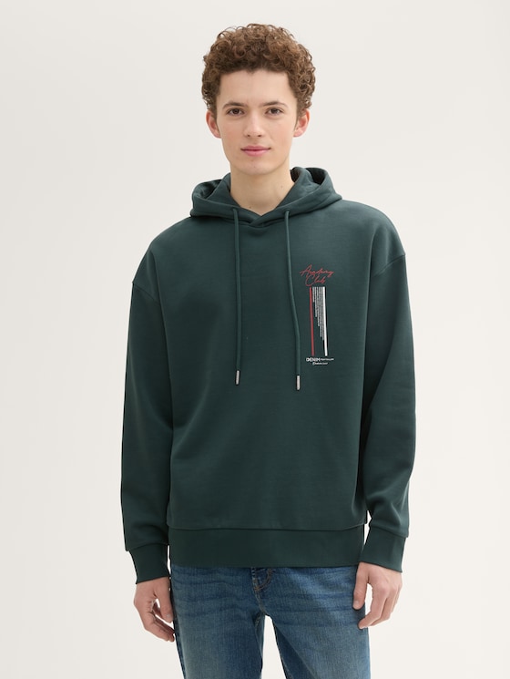 Relaxed Hoodie Sweatshirt mit Rückenprint von Denim Male, Dark Gable Green