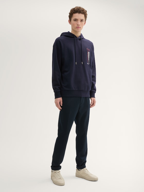 Relaxed hoodie with back print by Denim Male, sky captain blue