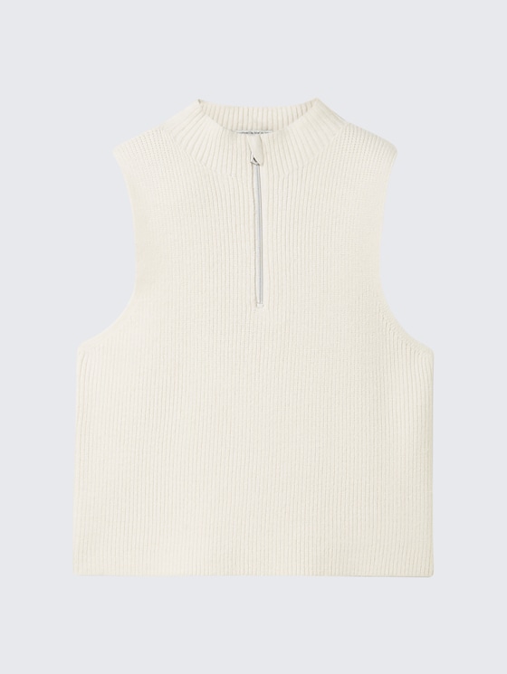 Troyer mouwloze trui met ritssluiting door Mini Girls, vintage beige